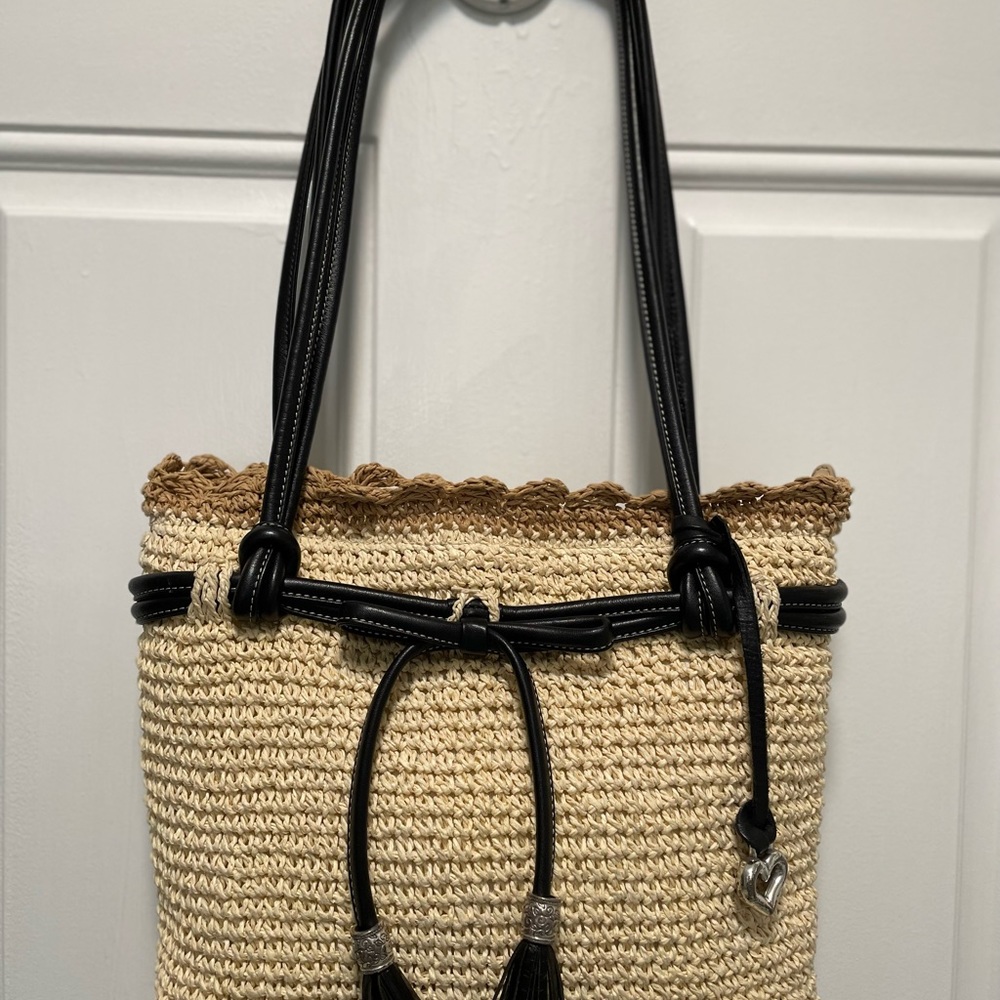 Brighton straw & leather shoulder bag
